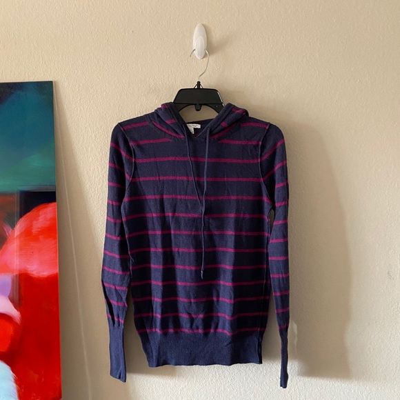 Purple and Pink Striped Long Sleeve Hoodie Sweater - Picture 1 of 2